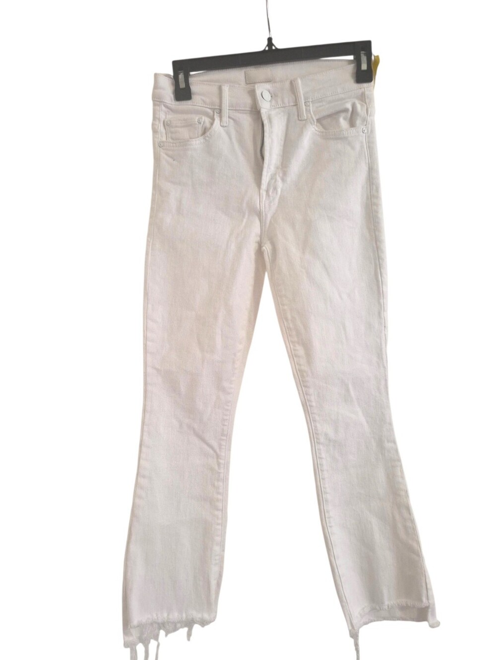 MOTHER The Insider Crop Step Fray Jeans White High Rise Crop Denim Size 25 USA